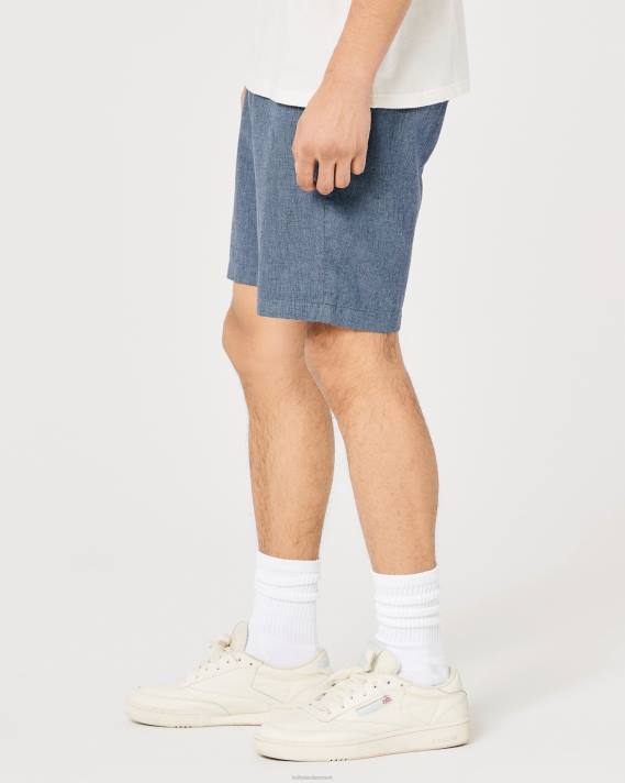 Hollister Mænd flad front linned blanding shorts 9\'\' 2H8Z1312 bunde lyng flåde