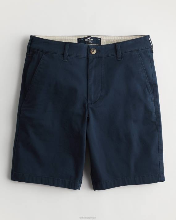 Hollister Mænd flad front twill shorts 9'' 2H8Z1141 bunde flåde