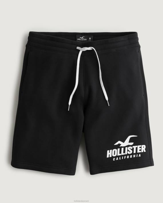 Hollister Mænd fleece logo grafiske shorts 9'' 2H8Z1130 bunde sort