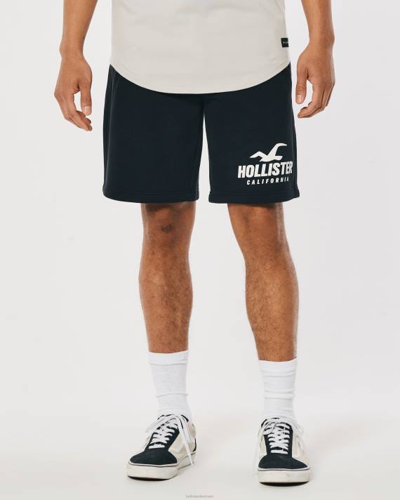 Hollister Mænd fleece logo grafiske shorts 9\'\' 2H8Z1130 bunde sort