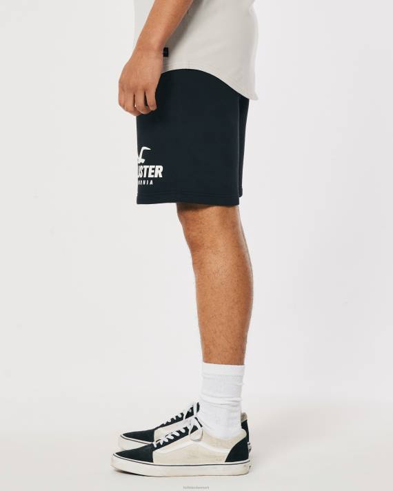 Hollister Mænd fleece logo grafiske shorts 9\'\' 2H8Z1130 bunde sort