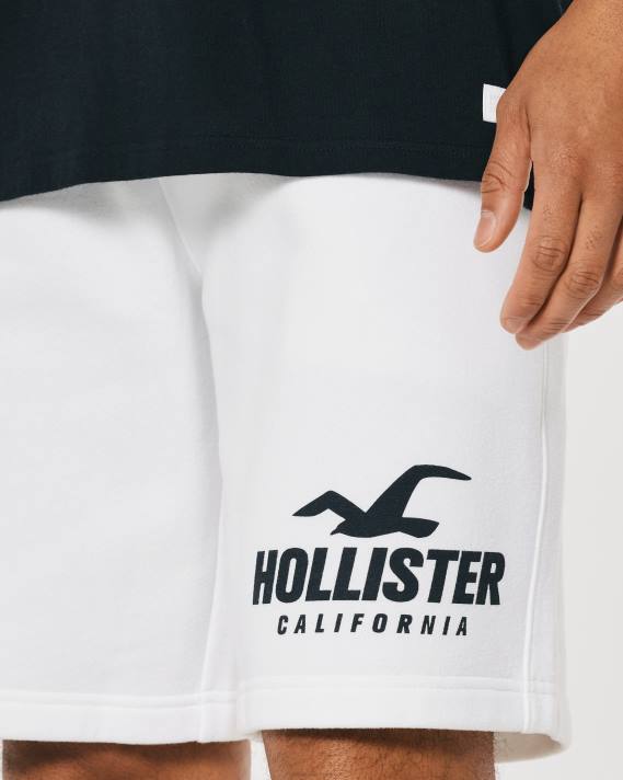 Hollister Mænd fleece logo grafiske shorts 9\'\' 2H8Z1164 bunde hvid