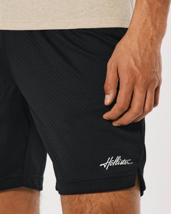 Hollister Mænd mesh logo shorts 7\'\' 2H8Z1315 bunde sort