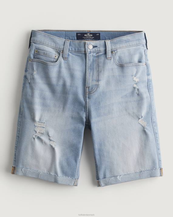 Hollister Mænd ripped light wash atletiske skinny denimshorts 9\'\' 2H8Z1295 bunde rippet let vask