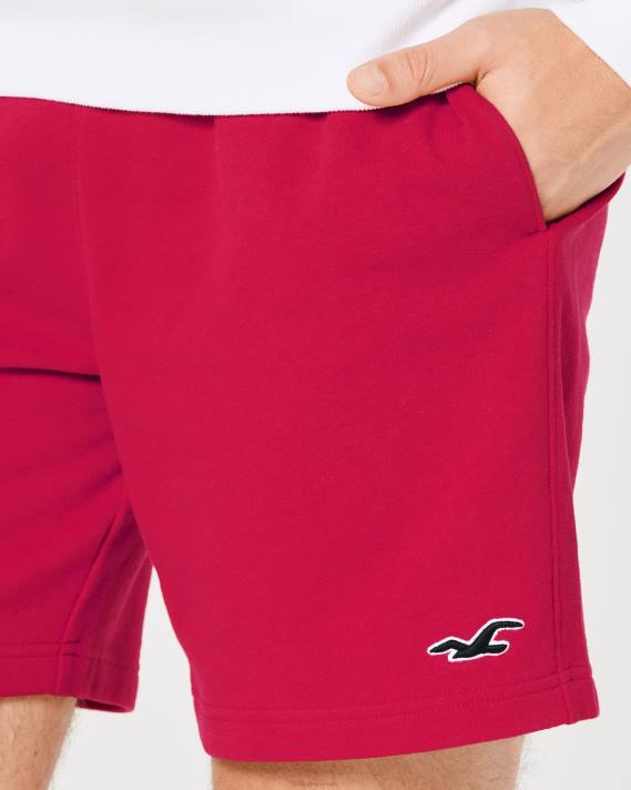 Hollister Mænd terry fleece logo ikon shorts 7\'\' 2H8Z1244 bunde rød