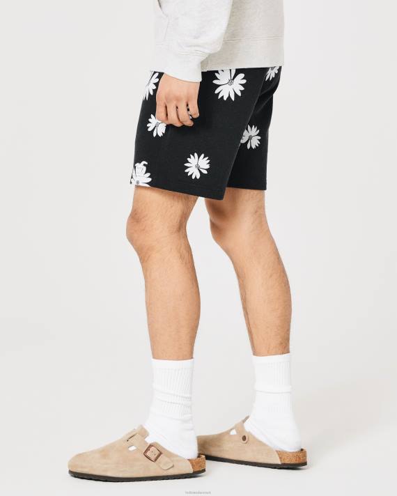 Hollister Mænd terry fleece shorts med blomstermønster 7\'\' 2H8Z1283 bunde sort blomstret