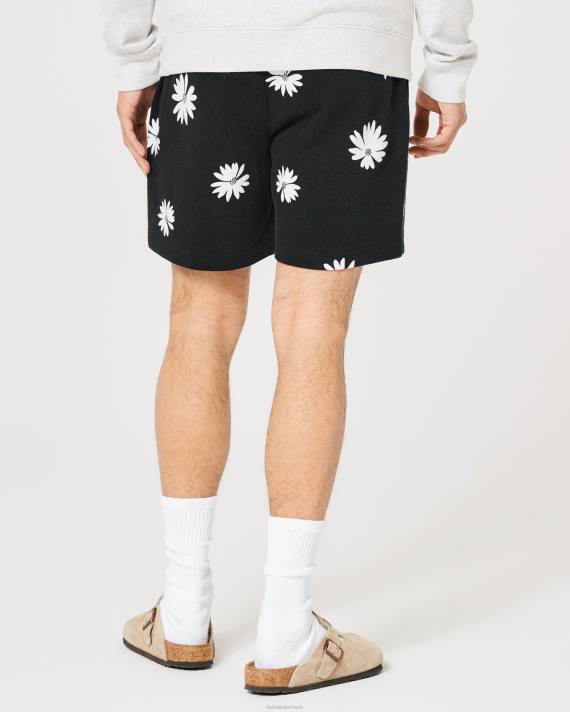 Hollister Mænd terry fleece shorts med blomstermønster 7\'\' 2H8Z1283 bunde sort blomstret