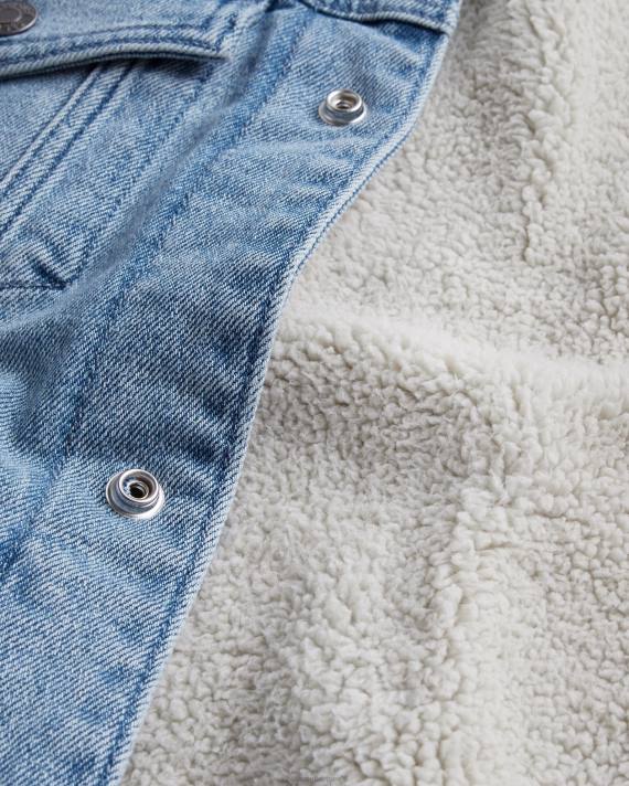 Hollister Mænd sherpa-foret denim trucker jakke 2H8Z909 toppe let vask