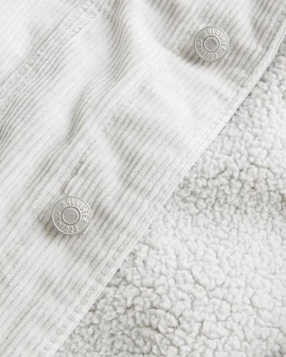 Hollister Mænd sherpaforet truckerjakke i fløjl 2H8Z1025 toppe lysegrå