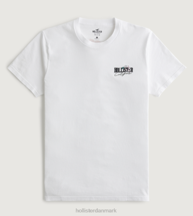 Hollister Mænd afslappet blomstret logo grafisk t-shirt 2H8Z1012 toppe hvid