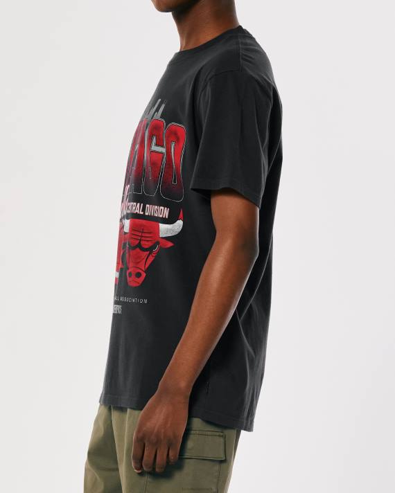 Hollister Mænd afslappet chicago bulls nba grafisk t-shirt 2H8Z1033 toppe falmet sort chicago