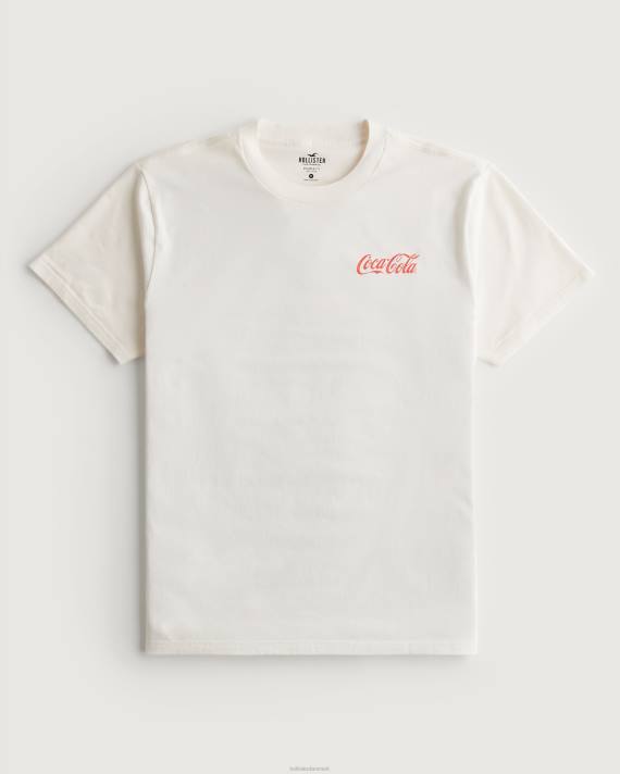Hollister Mænd afslappet coca-cola grafisk t-shirt 2H8Z897 toppe off white-coca-cola