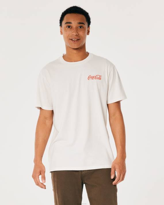 Hollister Mænd afslappet coca-cola grafisk t-shirt 2H8Z897 toppe off white-coca-cola