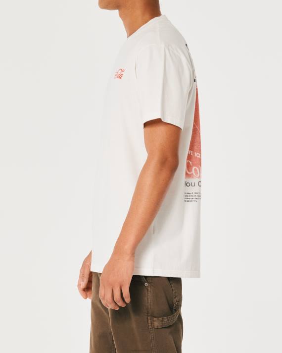 Hollister Mænd afslappet coca-cola grafisk t-shirt 2H8Z897 toppe off white-coca-cola