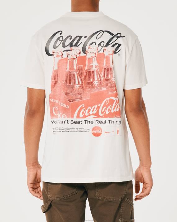 Hollister Mænd afslappet coca-cola grafisk t-shirt 2H8Z897 toppe off white-coca-cola