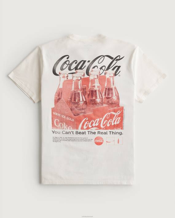 Hollister Mænd afslappet coca-cola grafisk t-shirt 2H8Z897 toppe off white-coca-cola