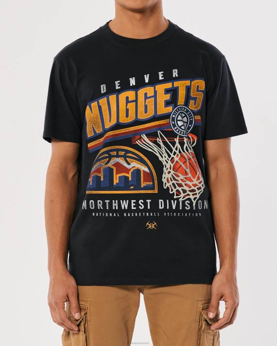 Hollister Mænd afslappet denver nuggets grafisk t-shirt 2H8Z1023 toppe falmet sort