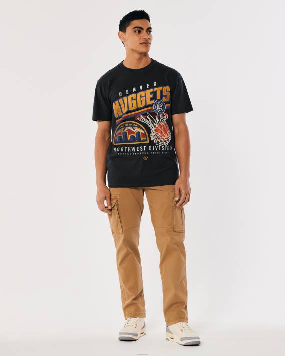 Hollister Mænd afslappet denver nuggets grafisk t-shirt 2H8Z1023 toppe falmet sort