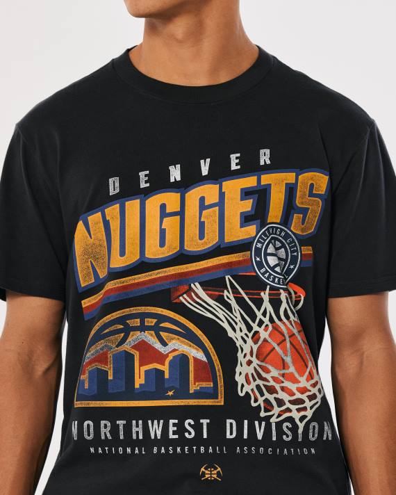 Hollister Mænd afslappet denver nuggets grafisk t-shirt 2H8Z1023 toppe falmet sort