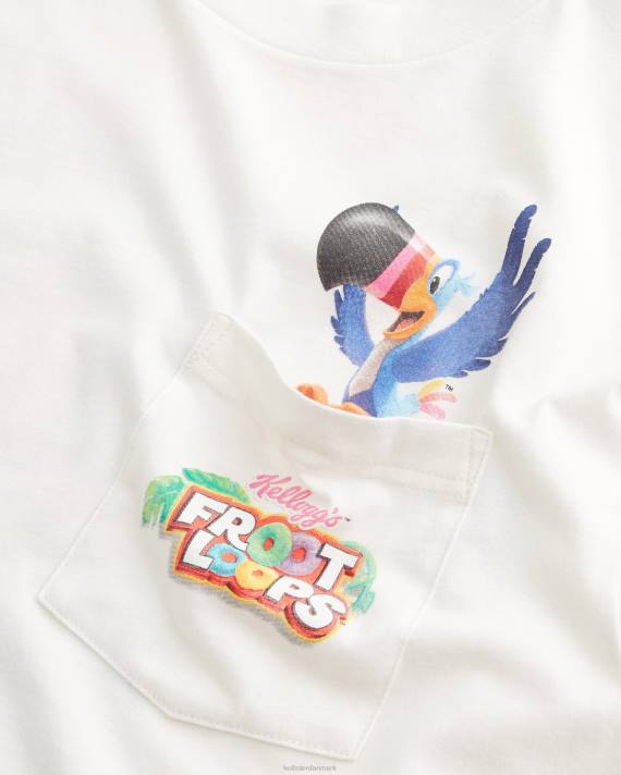 Hollister Mænd afslappet foot loops grafisk t-shirt 2H8Z939 toppe off white-korn