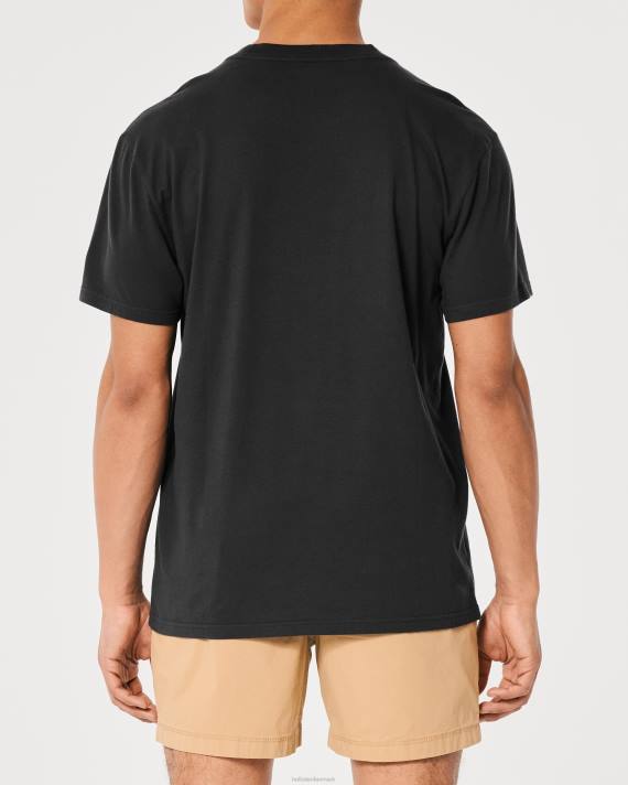Hollister Mænd afslappet hurtig og rasende grafisk t-shirt 2H8Z1038 toppe blegne sort-hurtigt og rasende
