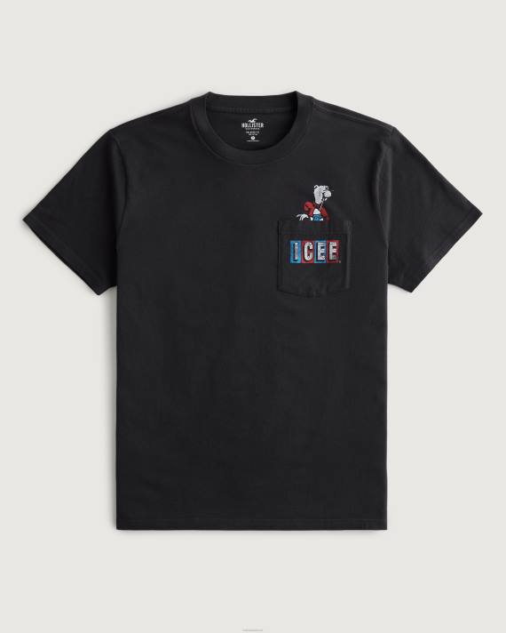 Hollister Mænd afslappet icee grafisk t-shirt 2H8Z849 toppe sort-is