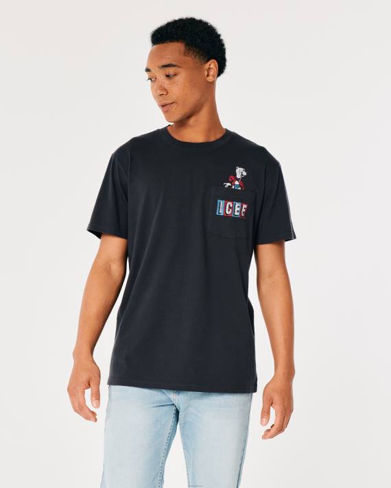 Hollister Mænd afslappet icee grafisk t-shirt 2H8Z849 toppe sort-is