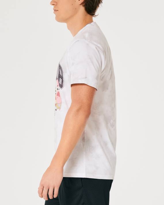 Hollister Mænd afslappet svampebob firkantet grafisk t-shirt 2H8Z962 toppe hvid tie-dye