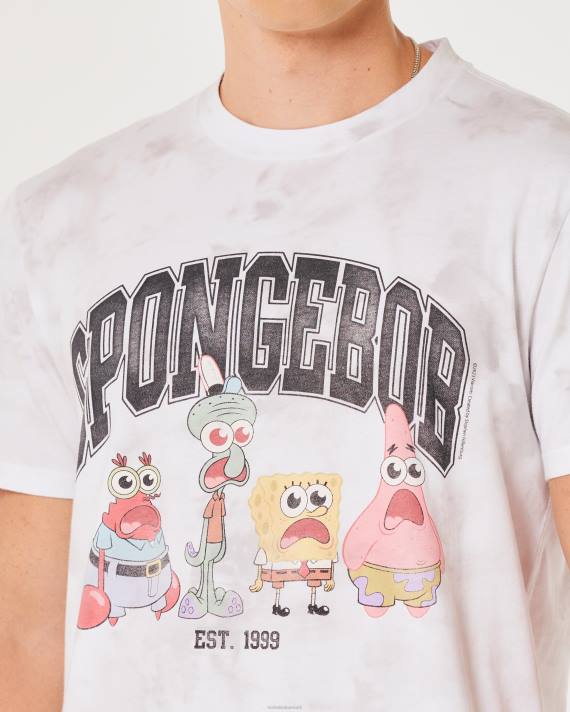 Hollister Mænd afslappet svampebob firkantet grafisk t-shirt 2H8Z962 toppe hvid tie-dye