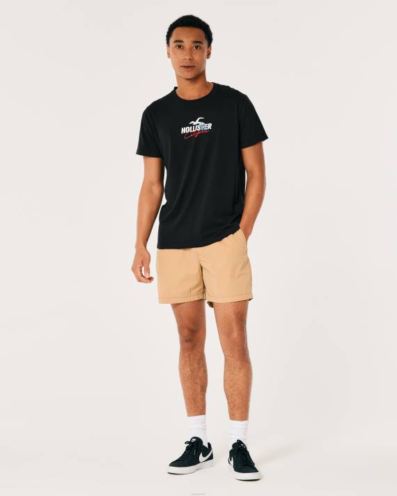 Hollister Mænd afslappet svampelogo grafisk t-shirt 2H8Z874 toppe sort