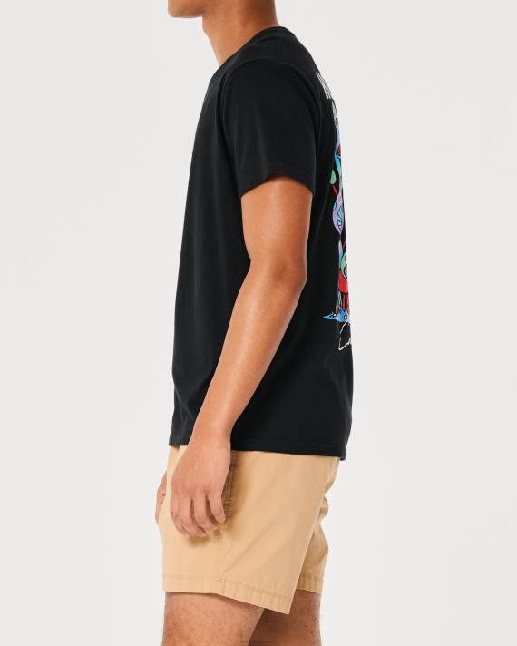 Hollister Mænd afslappet svampelogo grafisk t-shirt 2H8Z874 toppe sort