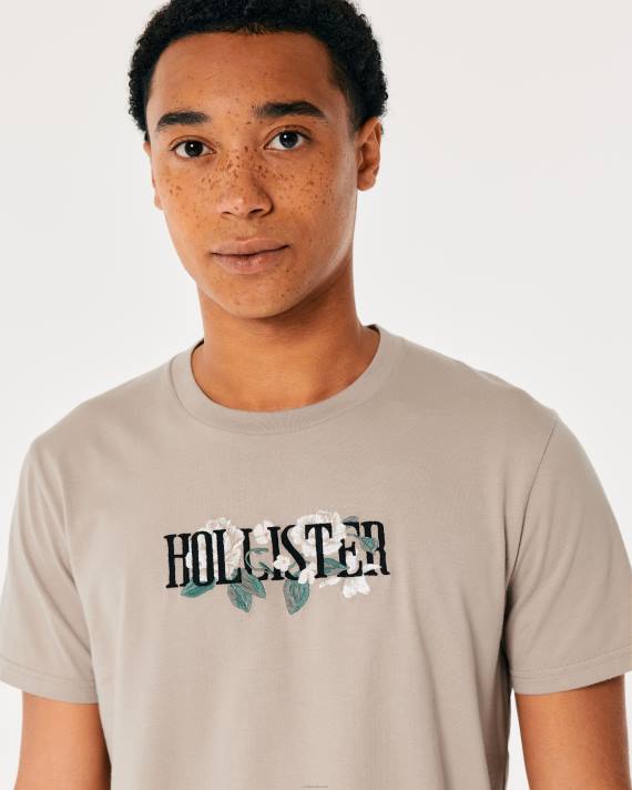 Hollister Mænd blomstret logo grafisk t-shirt 2H8Z1002 toppe lysebrun