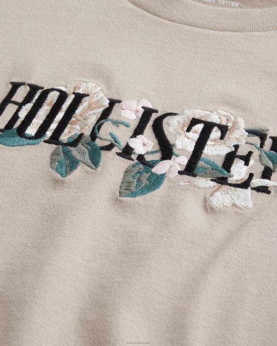 Hollister Mænd blomstret logo grafisk t-shirt 2H8Z1002 toppe lysebrun