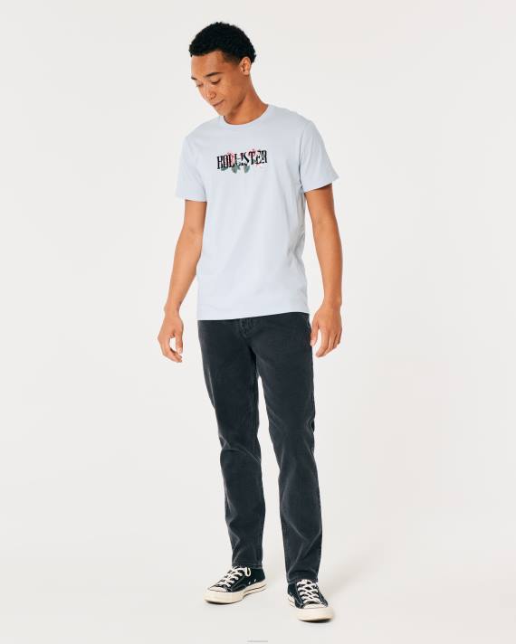 Hollister Mænd blomstret logo grafisk t-shirt 2H8Z1056 toppe lyseblå