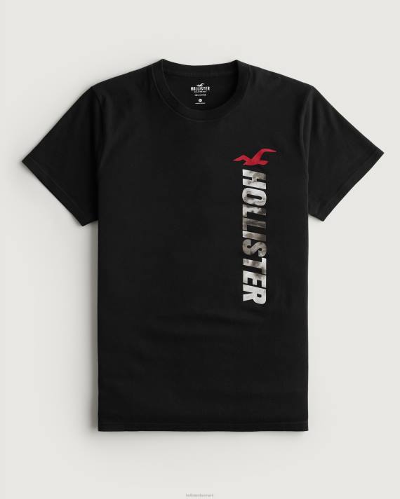Hollister Mænd bomuld logo grafisk t-shirt 2H8Z1010 toppe sort