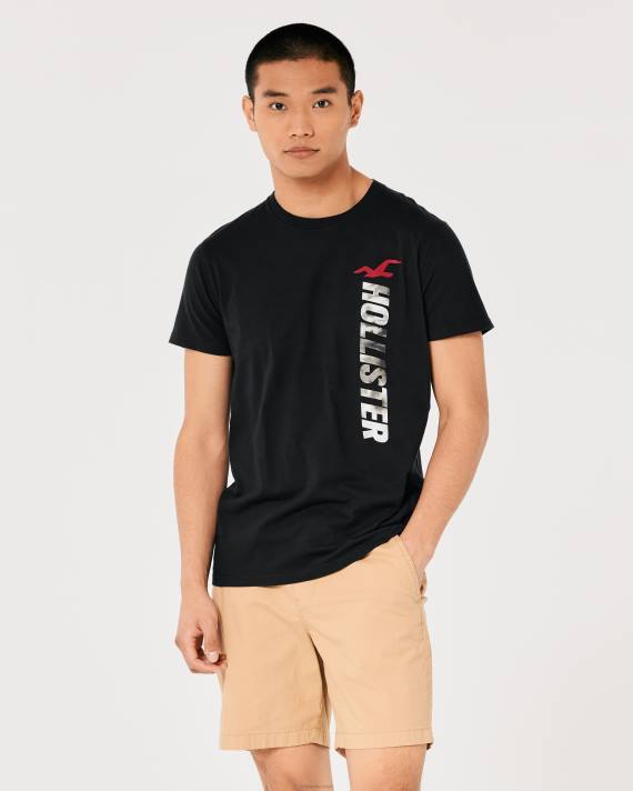 Hollister Mænd bomuld logo grafisk t-shirt 2H8Z1010 toppe sort