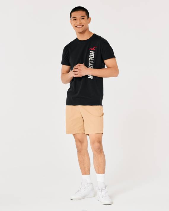 Hollister Mænd bomuld logo grafisk t-shirt 2H8Z1010 toppe sort