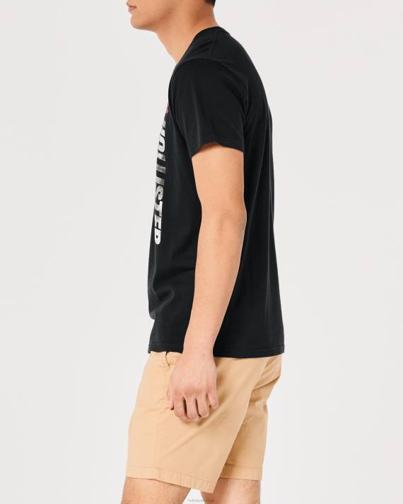 Hollister Mænd bomuld logo grafisk t-shirt 2H8Z1010 toppe sort