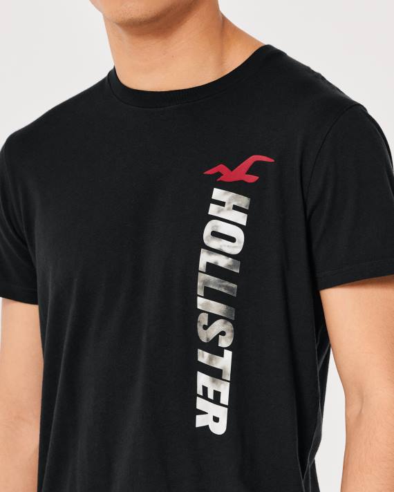 Hollister Mænd bomuld logo grafisk t-shirt 2H8Z1010 toppe sort