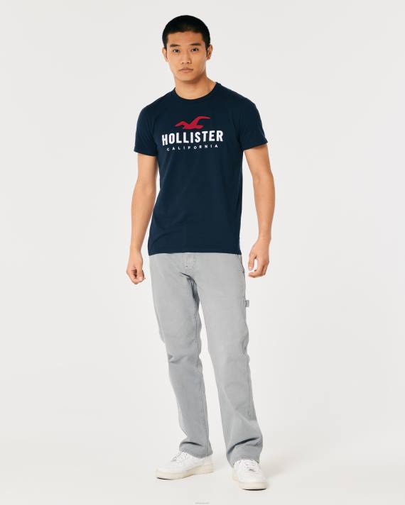 Hollister Mænd bomuld logo grafisk t-shirt 2H8Z944 toppe flåde