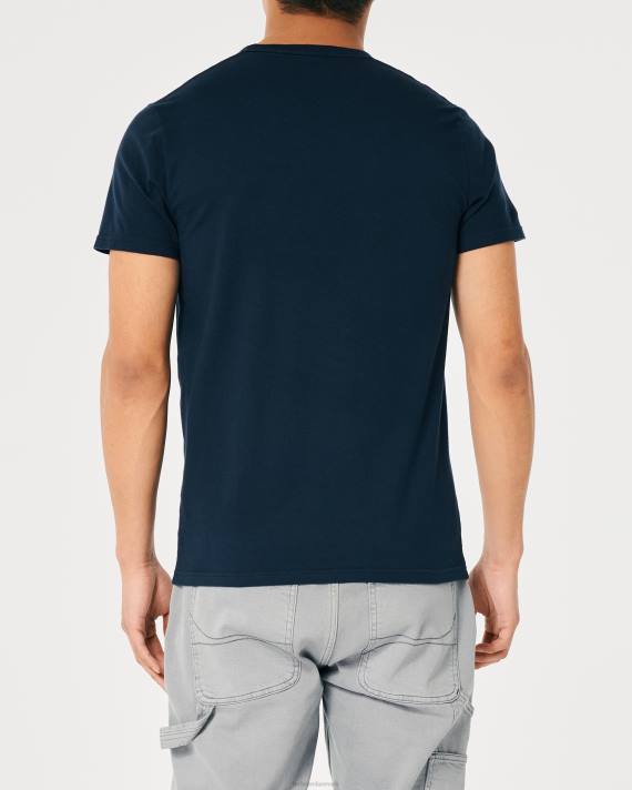Hollister Mænd bomuld logo grafisk t-shirt 2H8Z944 toppe flåde