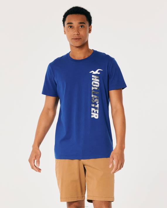 Hollister Mænd bomuld logo grafisk t-shirt 2H8Z967 toppe blå