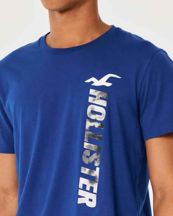 Hollister Mænd bomuld logo grafisk t-shirt 2H8Z967 toppe blå