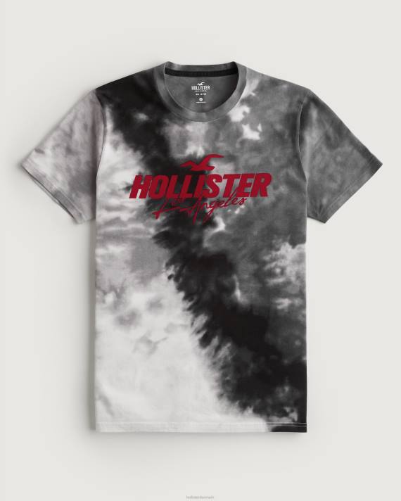 Hollister Mænd bomuld logo grafisk t-shirt 2H8Z974 toppe grå tie-dye