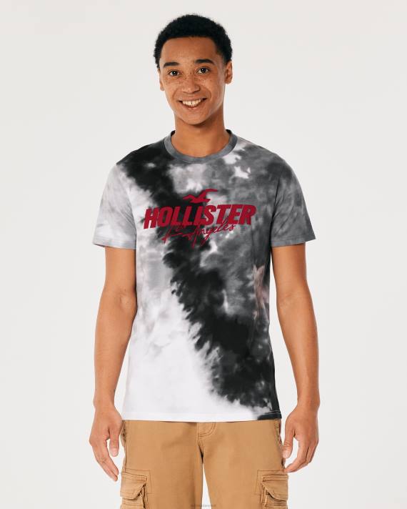Hollister Mænd bomuld logo grafisk t-shirt 2H8Z974 toppe grå tie-dye