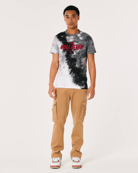Hollister Mænd bomuld logo grafisk t-shirt 2H8Z974 toppe grå tie-dye