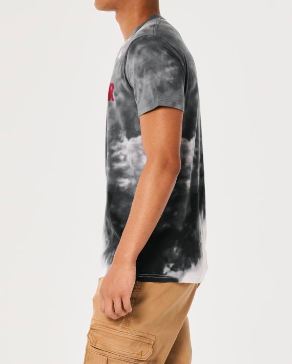 Hollister Mænd bomuld logo grafisk t-shirt 2H8Z974 toppe grå tie-dye