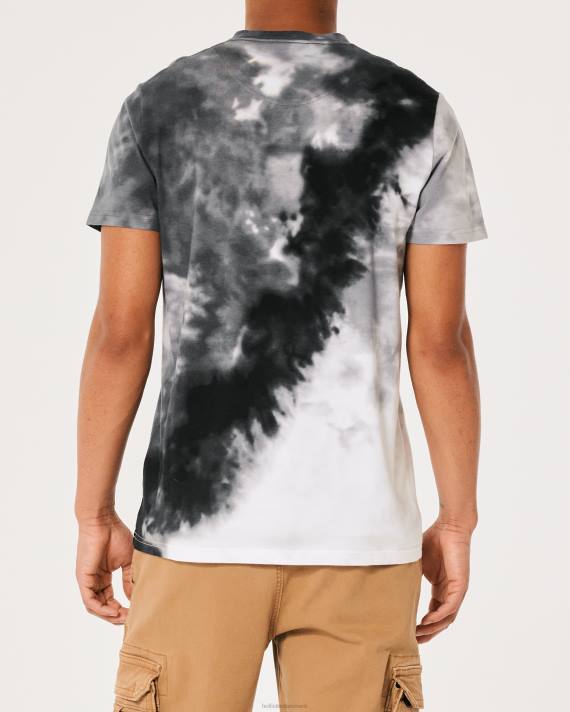Hollister Mænd bomuld logo grafisk t-shirt 2H8Z974 toppe grå tie-dye