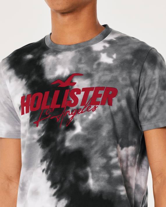 Hollister Mænd bomuld logo grafisk t-shirt 2H8Z974 toppe grå tie-dye