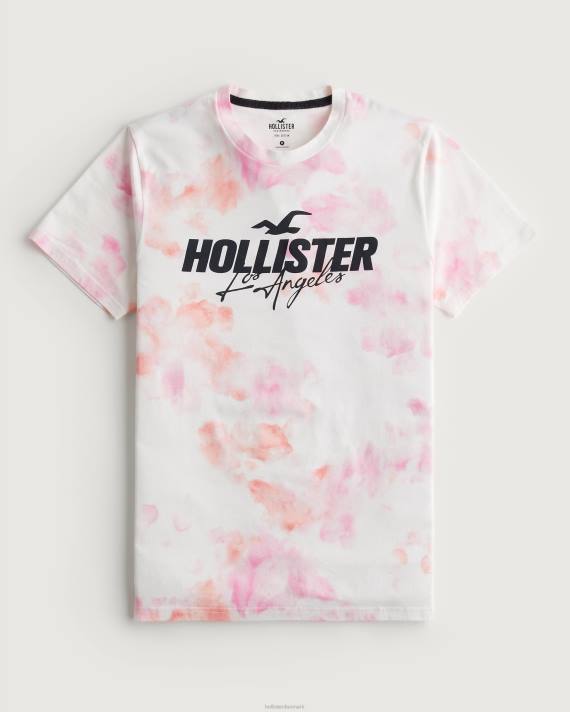 Hollister Mænd bomuld logo grafisk t-shirt 2H8Z980 toppe pink slips